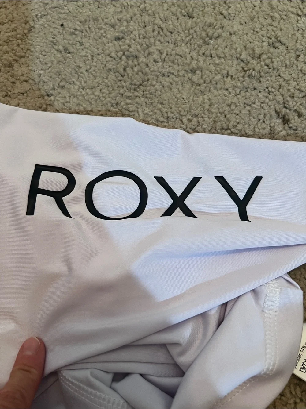 Roxy White Long Sleeve Rash Guard with Black Logo